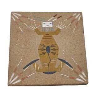 Vintage NAVAJO Sand Painting Signed 4.5" Authentic Southwestern USA Mother Earth